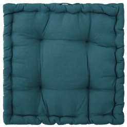Coussin de sol Otto - coton - bleu canard 40x40 cm - Atmosphera