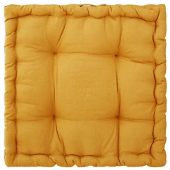 Coussin de sol Otto - coton - jaune moutarde 40x40 cm - Atmosphera