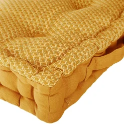 Coussin de sol Otto - coton - jaune moutarde 40x40 cm - Atmosphera