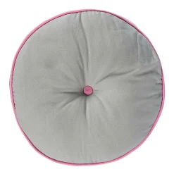 Coussin de sol rond gris et rose 43 cm - HOMESCAPES