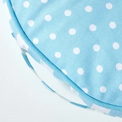 Coussin de sol rond pour enfants bleu et blanc à pois 43 cm - HOMESCAPES