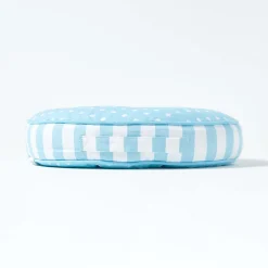Coussin de sol rond pour enfants bleu et blanc à pois 43 cm - HOMESCAPES