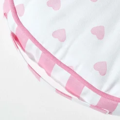 Coussin de sol rond pour enfants rose et blanc à  motif cœurs 43 cm - HOMESCAPES