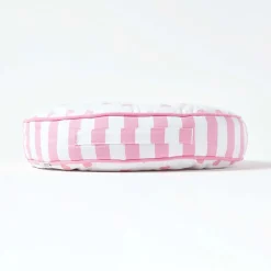 Coussin de sol rond pour enfants rose et blanc à  motif cœurs 43 cm - HOMESCAPES