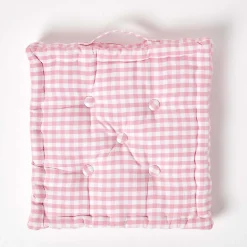 Coussin de sol rose - carreaux vichy - 50 x 50 cm - HOMESCAPES