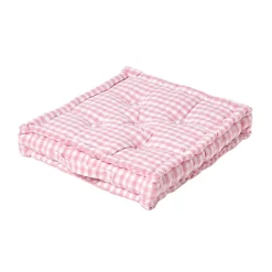 Coussin de sol rose - carreaux vichy - 40 x 40 cm - HOMESCAPES