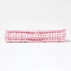 Coussin de sol rose - carreaux vichy - 40 x 40 cm - HOMESCAPES