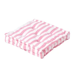 Coussin de sol rose - grandes rayures - 50 x 50 cm - HOMESCAPES