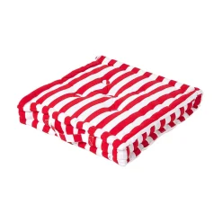 Coussin de sol rouge - grandes rayures - 40 x 40 cm - HOMESCAPES