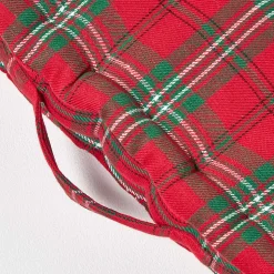Coussin de sol rouge - tartan écossais - 50 x 50 cm - HOMESCAPES