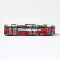 Coussin de sol rouge et blanc - tartan écossais - 40 x 40 cm - HOMESCAPES