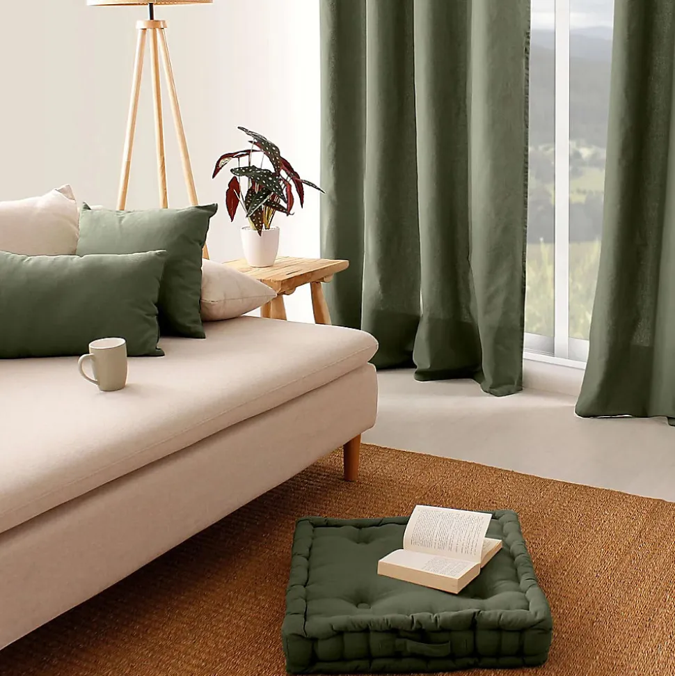 Coussin de sol uni en coton Panama