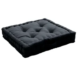 Coussin de sol uni en pur coton (50x50x10 cm - Gris Foncé)
