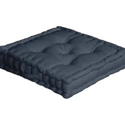 Coussin de sol uni en pur coton (50x50x10 cm - Gris Foncé)