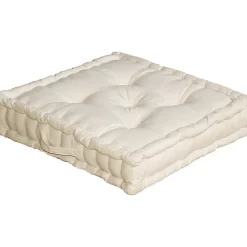 Coussin de sol uni en pur coton (50x50x10 cm - Ecru)