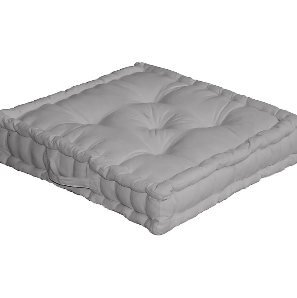 Coussin de sol uni en pur coton (50x50x10 cm - Gris clair)