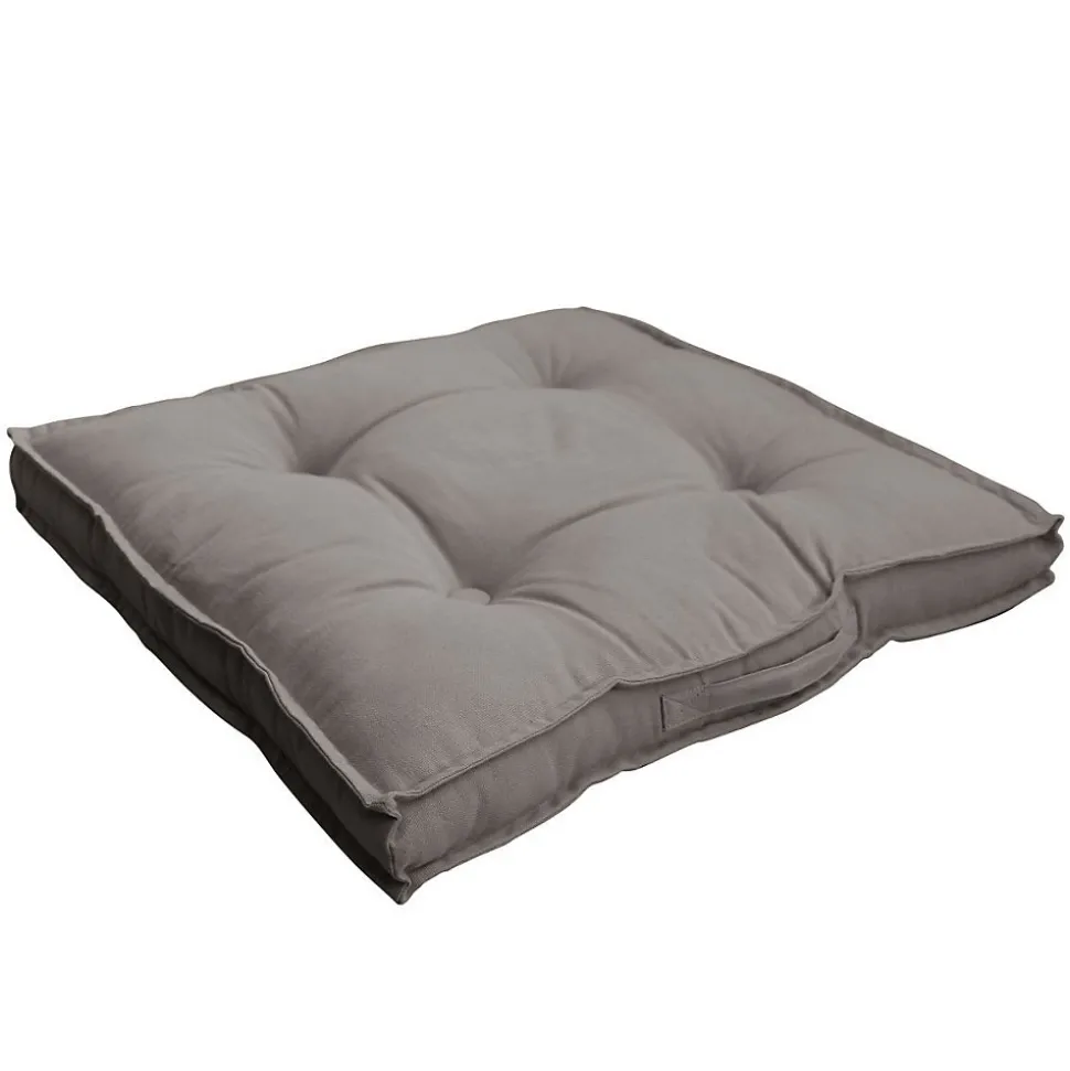 Coussin de sol uni en pur coton (50x50x10 cm - Gris clair)