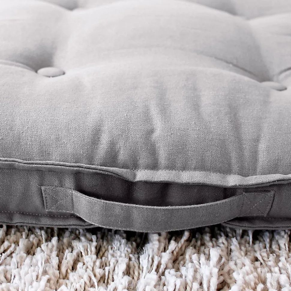 Coussin de sol uni en pur coton (50x50x10 cm - Gris clair)