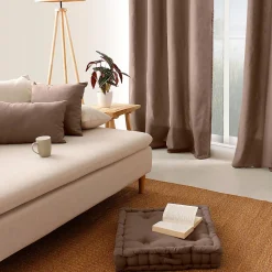 Coussin de sol uni en pur coton (50x50x10 cm - Taupe)