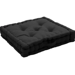 Coussin de sol uni en pur coton (50x50x10 cm - Gris anthracite)