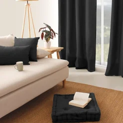 Coussin de sol uni en pur coton (50x50x10 cm - Gris anthracite)