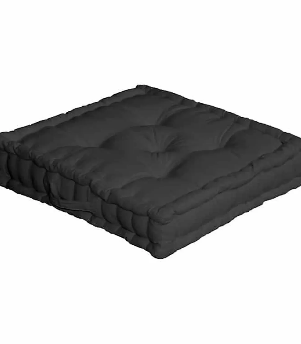 Coussin de sol uni noir - 50x50cm - Noir