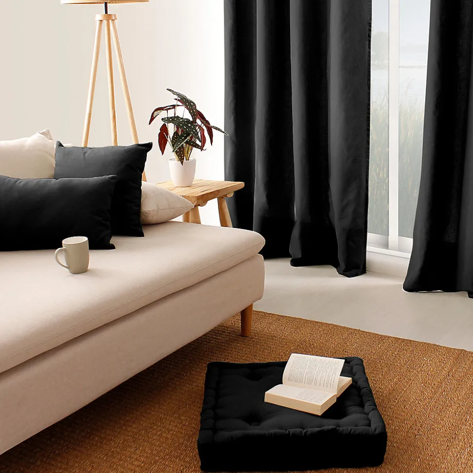 Coussin de sol uni noir - 50x50cm - Noir