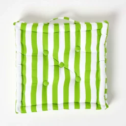 Coussin de sol vert - grandes rayures - 40 x 40 cm - HOMESCAPES