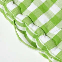 Coussin de sol vert à  grands carreaux vichy, 40 x 40 cm - HOMESCAPES
