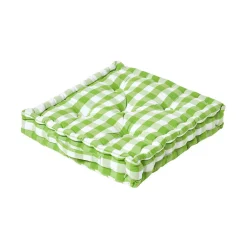 Coussin de sol vert à  grands carreaux vichy, 50 x 50 cm - HOMESCAPES