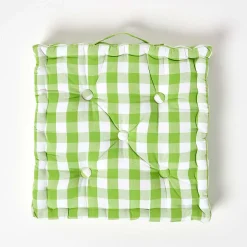 Coussin de sol vert à  grands carreaux vichy, 50 x 50 cm - HOMESCAPES