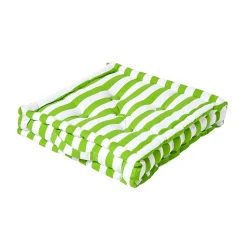 Coussin de sol vert - grandes rayures - 50 x 50 cm - HOMESCAPES