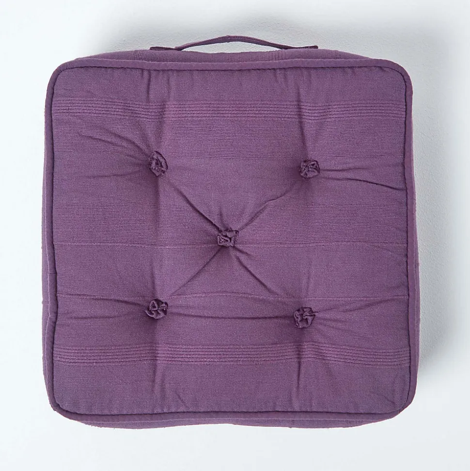 Coussin de sol violet - rajput tissé main - HOMESCAPES