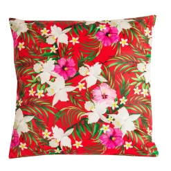 Coussin d'extérieur carré imperméable imprimé motif fleur tropicale L.45 x l.45cm Deco&co