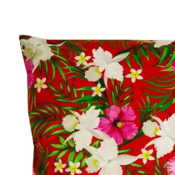 Coussin d'extérieur carré imperméable imprimé motif fleur tropicale L.45 x l.45cm Deco&co
