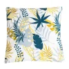 Coussin d'extérieur carré imperméable motif feuillage jaune et bleu L.45 x l.45cm Deco&co