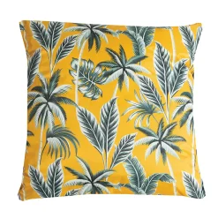Coussin d'extérieur carré imperméable imprimé jungle jaune et vert L.45 x l.45cm Deco&co