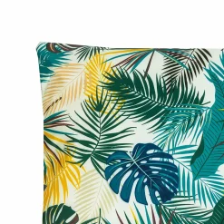 Coussin d'extérieur carré imperméable Palma feuillage tropical vert L.45 x l.45cm Deco&co