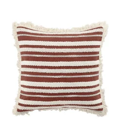 Coussin déhoussable à franges 40x40cm Terracotta - 40x40cm - Terre cuite