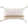 Coussin déhoussable à pompons "Bahina" - 30x50cm - Naturel