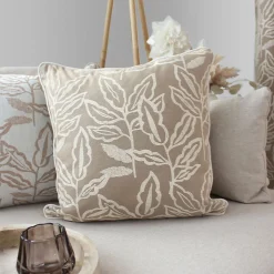 Coussin déhoussable en coton recyclé Chambray (40x40 cm - Naturel)