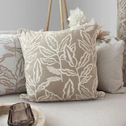 Coussin déhoussable en coton recyclé Chambray (40x40 cm - Naturel)