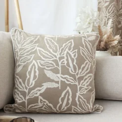 Coussin déhoussable en coton recyclé Chambray (40x40 cm - Naturel)