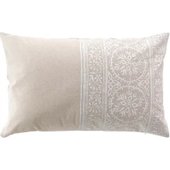 Coussin déhoussable en polycoton imprimé (40x60 cm - Blanc)
