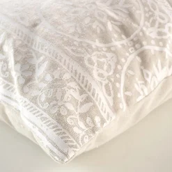 Coussin déhoussable en polycoton imprimé (40x60 cm - Blanc)