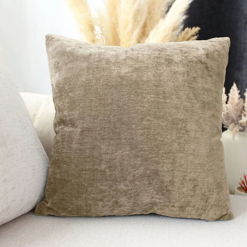 Coussin déhoussable en velours (40x40 cm - Naturel)