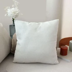 Coussin déhoussable en velours chenillé (40x40 cm - Ecru)