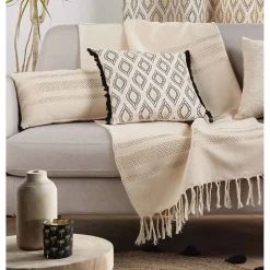 Coussin déhoussable FELL - Polycoton imprimé métallisé