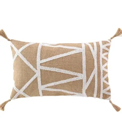 Coussin déhoussable pompons 30x50cm - 30x50cm - Blanc