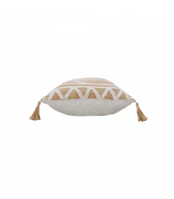 Coussin déhoussable pompons 30x50cm - 30x50cm - Blanc